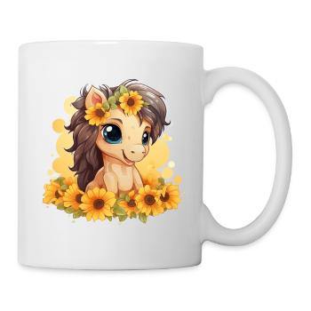 Sommerpony mit Sonnenblumen - Tasse - Weiß - Rechts