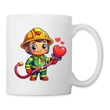 Héros en rouge le pompier - Mug blanc - blanc - Droite