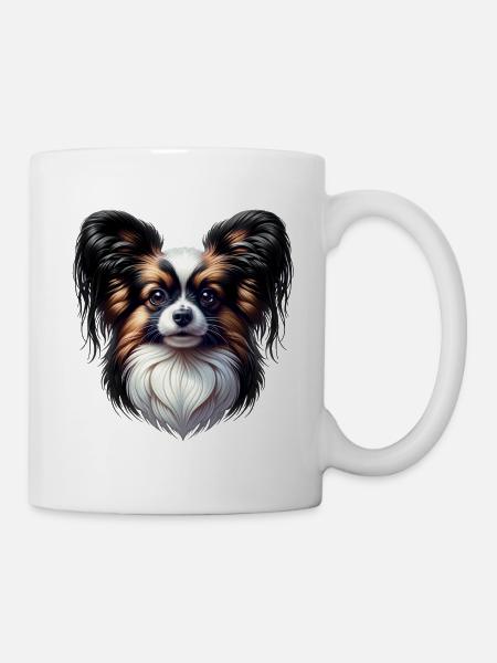 Continental Pygmy Spaniel - coloured - Mug - white