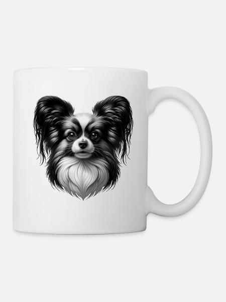 Épagneul miniature continental monochrome - Mug blanc - blanc
