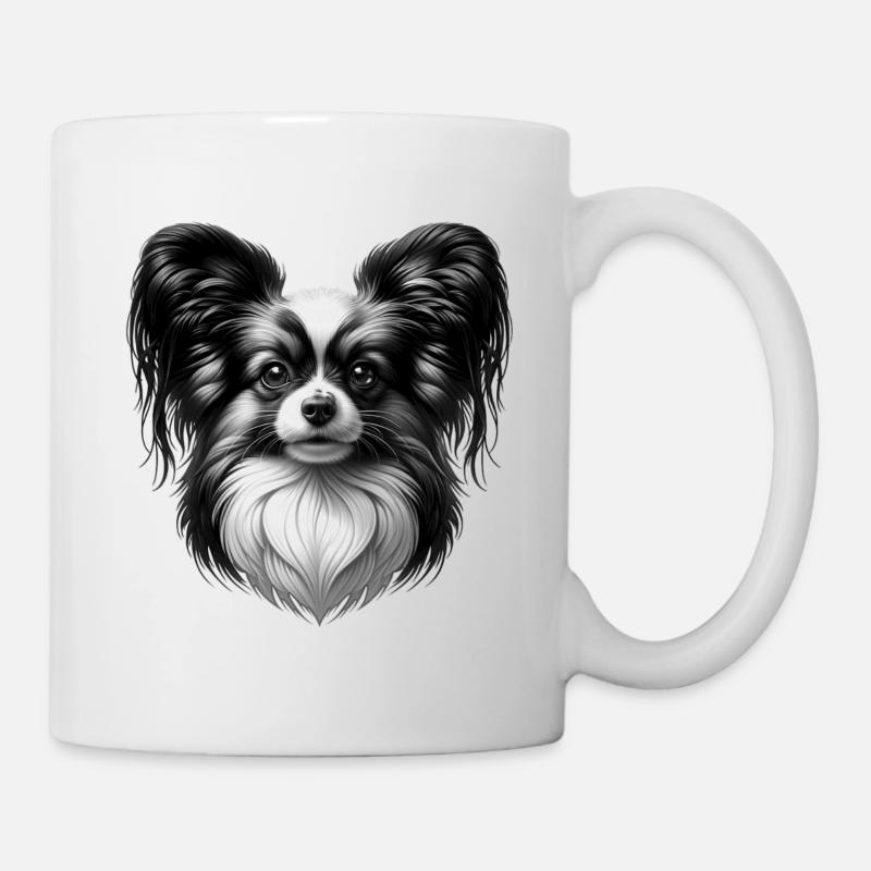 Épagneul miniature continental monochrome - Mug blanc - blanc