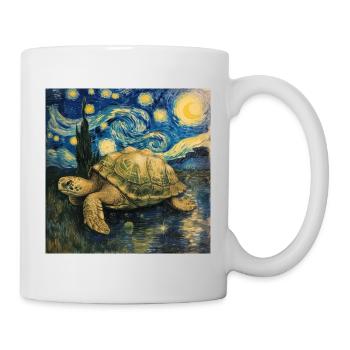 schildkröte, van gogh, sternennacht - Tasse - Weiß - Rechts