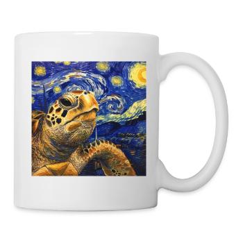 schildkröte, van gogh, sternennacht - Tasse - Weiß - Rechts