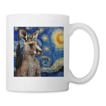 Känguru, van gogh, sternennacht - Tasse - Weiß - Rechts