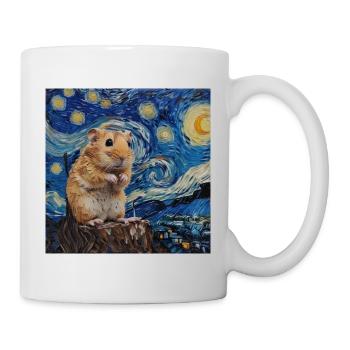 hamster, tier, van gogh, sternennacht - Tasse - Weiß - Rechts