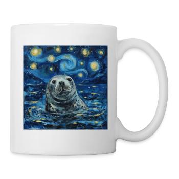 Seal, Sea Lion, Van Gogh, Starry Night - Mug - white - Right