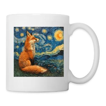 Renard, Renards, Van Gogh, Nuit étoilée - Mug blanc - blanc - Droite