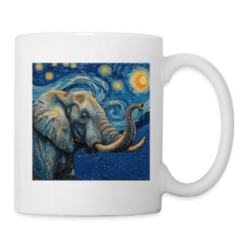 elefant, van gogh, sternennacht - Tasse - Weiß - Rechts