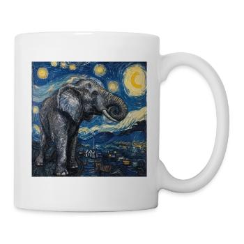 Elephant, Van Gogh, Starry Night - Mug - white - Right