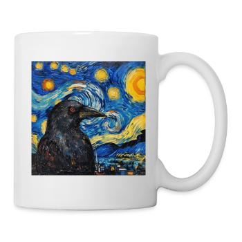 Raven, Bird, Van Gogh, Starry Night - Mug - white - Right
