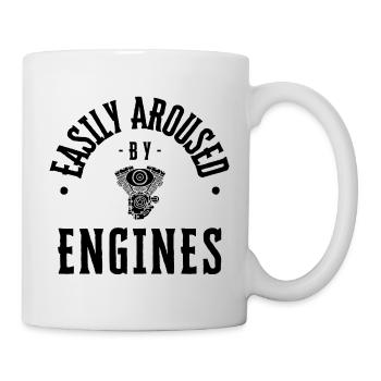 Engines: Easily aroused by car/bike/mechanics - Mug - white - Right