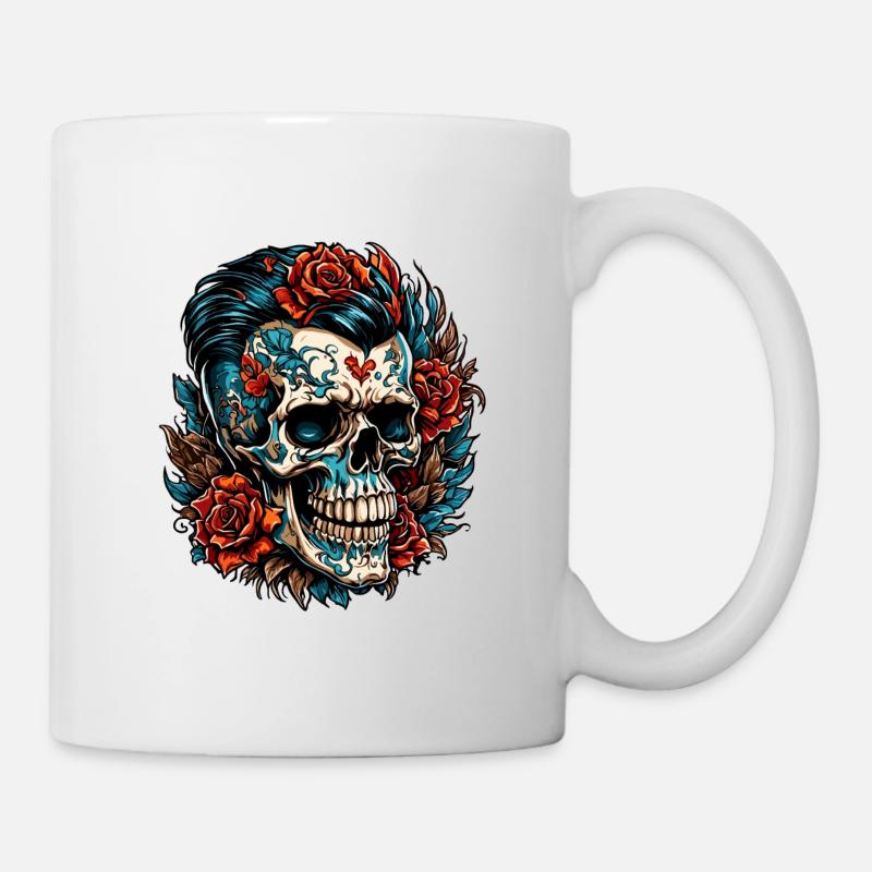 Skull / Totenkopf / Skelett / Gothic / Tattoo - Tasse - Weiß