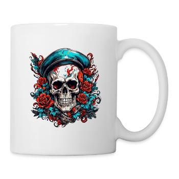 Skull / Totenkopf / Skelett / Gothic / Tattoo - Tasse - Weiß - Rechts