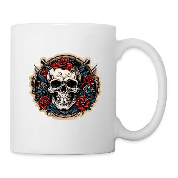 Crâne / Crâne / Squelette / Gothique / Tatouage - Mug blanc - blanc - Droite