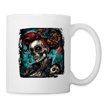Crâne / Crâne / Squelette / Gothique / Tatouage - Mug blanc - blanc - Droite