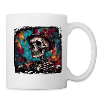 Skull / Totenkopf / Skelett / Gothic / Tattoo - Tasse - Weiß - Rechts