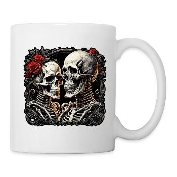 Skull / Totenkopf / Skelett / Gothic / Tattoo - Tasse - Weiß - Rechts