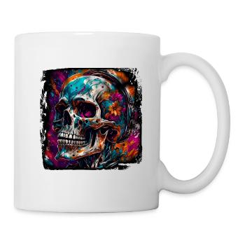 Skull / Totenkopf / Skelett / Gothic / Tattoo - Tasse - Weiß - Rechts