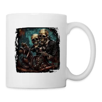 Crâne / Crâne / Squelette / Gothique / Tatouage - Mug blanc - blanc - Droite