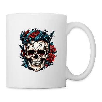Skull / Totenkopf / Skelett / Gothic / Tattoo - Tasse - Weiß - Rechts