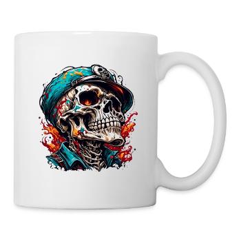 Skull / Totenkopf / Skelett / Gothic / Tattoo - Tasse - Weiß - Rechts