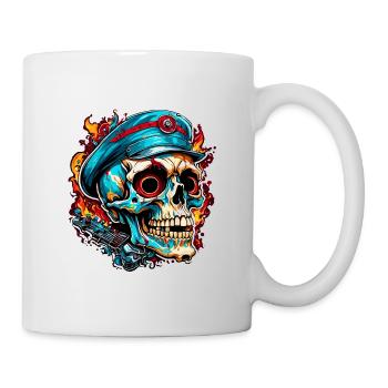 Skull / Totenkopf / Skelett / Gothic / Tattoo - Tasse - Weiß - Rechts