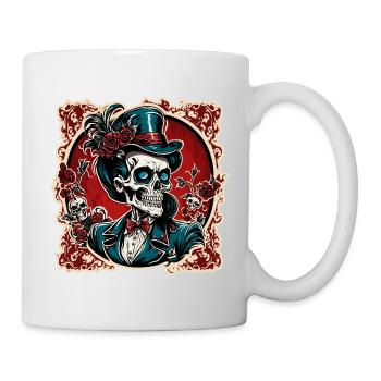 Crâne / Crâne / Squelette / Gothique / Tatouage - Mug blanc - blanc - Droite