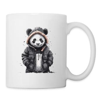 Panda Bär in Mantel - Tasse - Weiß - Rechts