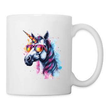 Party Einhorn mit Sonnenbrille - Tasse - Weiß - Rechts