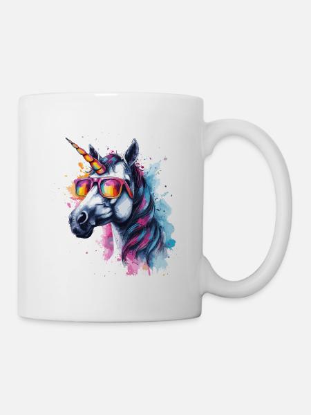 Party Einhorn mit Sonnenbrille - Tasse - Weiß