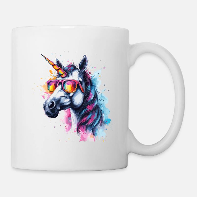 Party Einhorn mit Sonnenbrille - Tasse - Weiß
