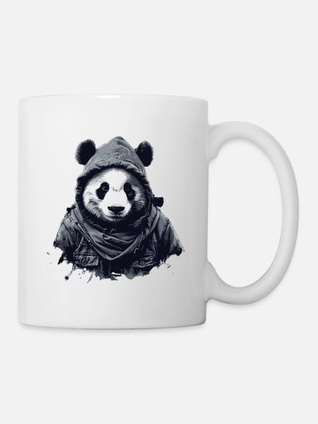 Cooler Panda Bär mit Kapuze - Tasse - Weiß