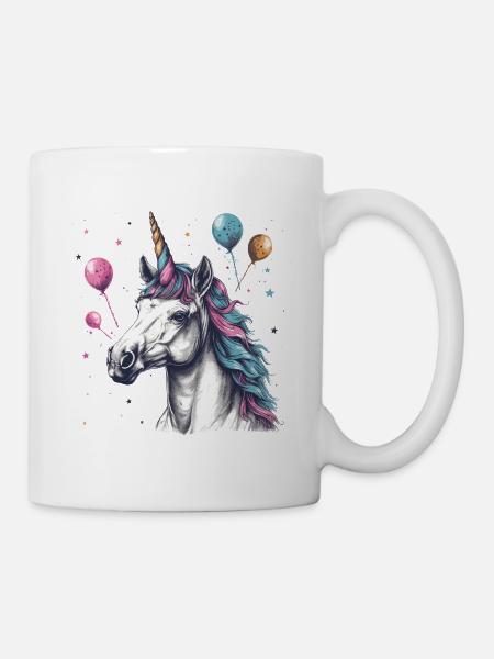 Party unicorn with balloons - Mug - white