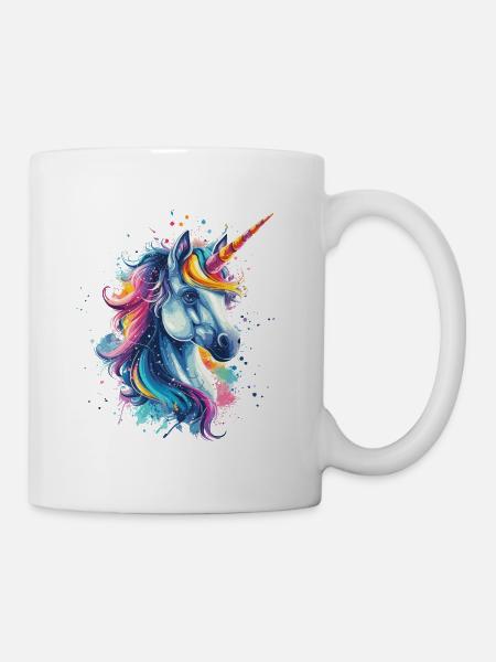 Buntes Einhorn - Tasse - Weiß