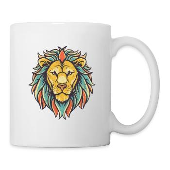 Tête de lion colorée - Mug blanc - blanc - Droite