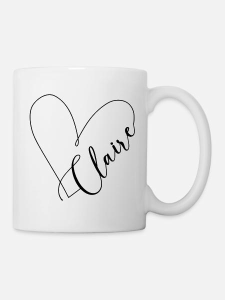 Claire Nom Ligne de Coeur - Mug blanc - blanc