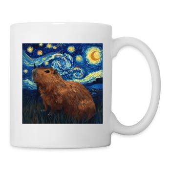 Capybara, Animal, Van Gogh, Starry Night - Mug - white - Right