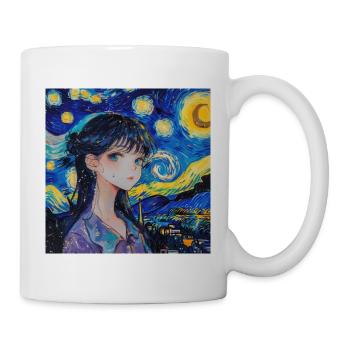 anime, anime mädchen, otaku, waifu, van gogh - Tasse - Weiß - Rechts