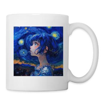 anime, anime mädchen, otaku, waifu, van gogh - Tasse - Weiß - Rechts