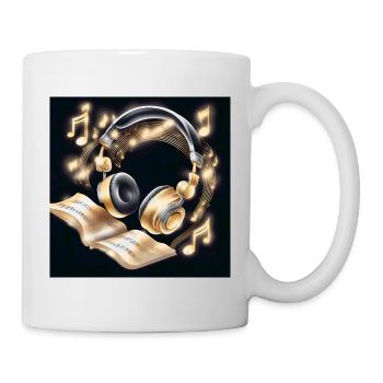 Gold music headphones - Mug - white - Right