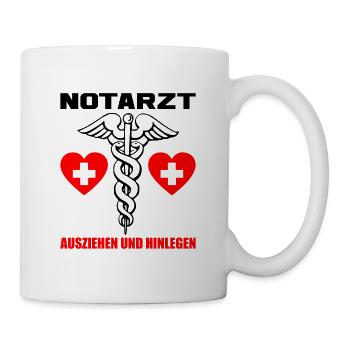 Karneval Fasching Fasnet Notarzt Kostüm - Tasse - Weiß - Rechts