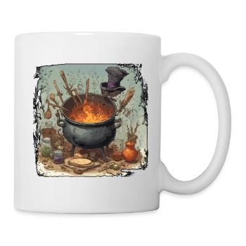 Kochtopf / Hexenkessel / Halloween / Zauberei - Tasse - Weiß - Rechts