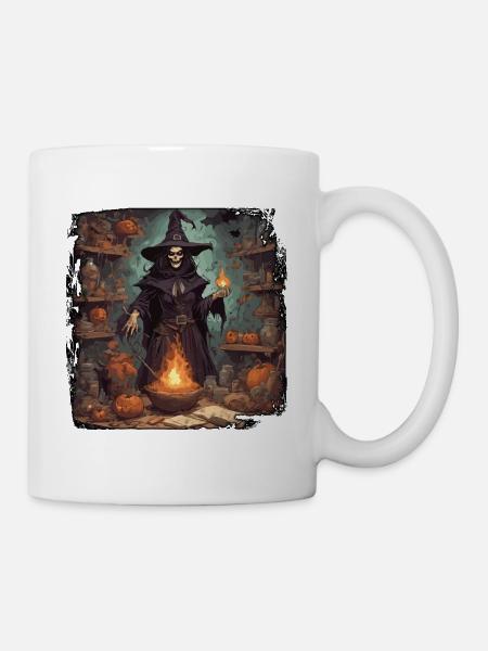 Hexenhandbuch / Zauberbuch / Halloween / Herbst - Tasse - Weiß