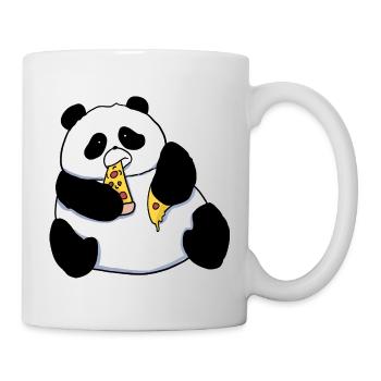 Fat Panda Bear Eating Pizza Comic Style - Mug - white - Right