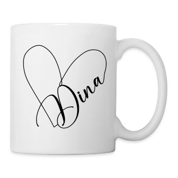 Dina Name Heart Line - Mug - white - Right