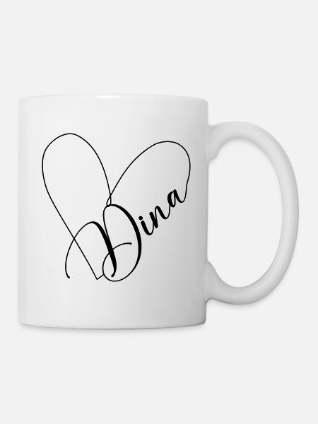 Dina Name Herzlinie - Tasse - Weiß