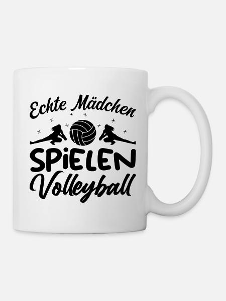 Echte Mädchen Spielen Volleyball - Tasse - Weiß