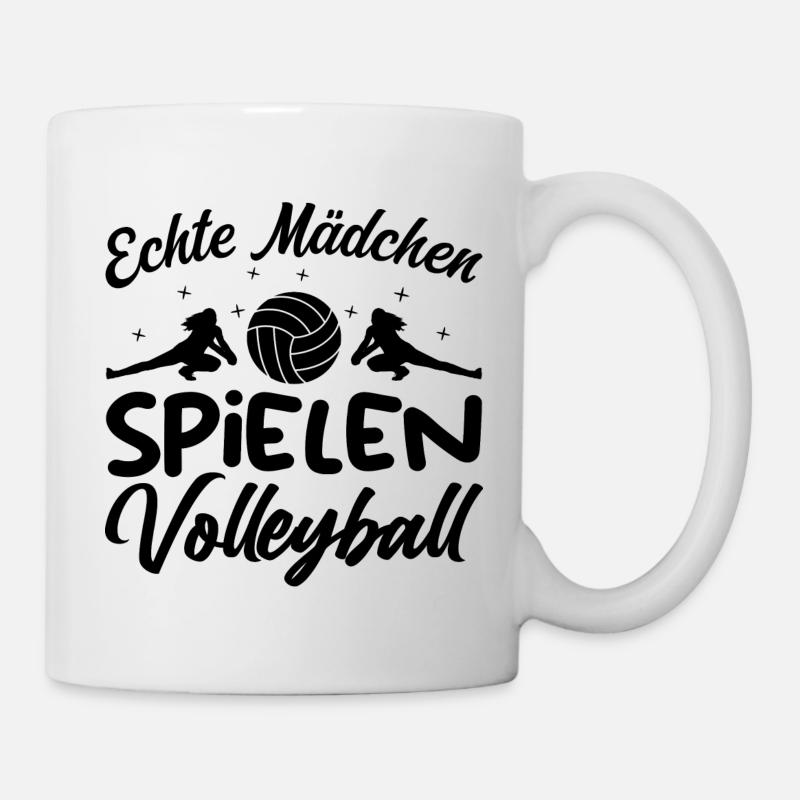 Echte Mädchen Spielen Volleyball - Tasse - Weiß
