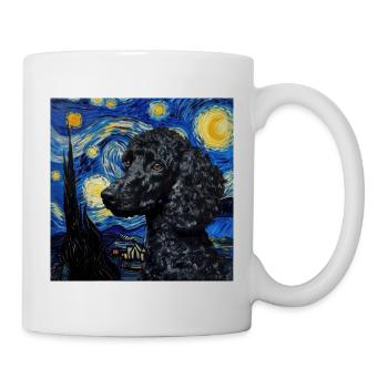 Caniche, Chien, Van Gogh, Nuit Étoilée - Mug blanc - blanc - Droite