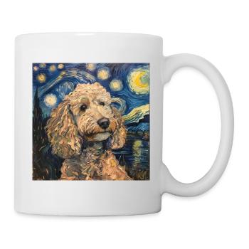 Caniche, Chien, Van Gogh, Nuit Étoilée - Mug blanc - blanc - Droite